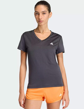 camiseta manga corta con pico adidas mujer negro