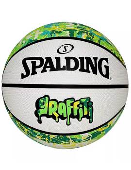 balón de baloncesto spalding 7 NEW GRAFFITI, blanco/verde