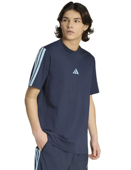 camiseta adidas hombre manga corta algodón, marino/celeste