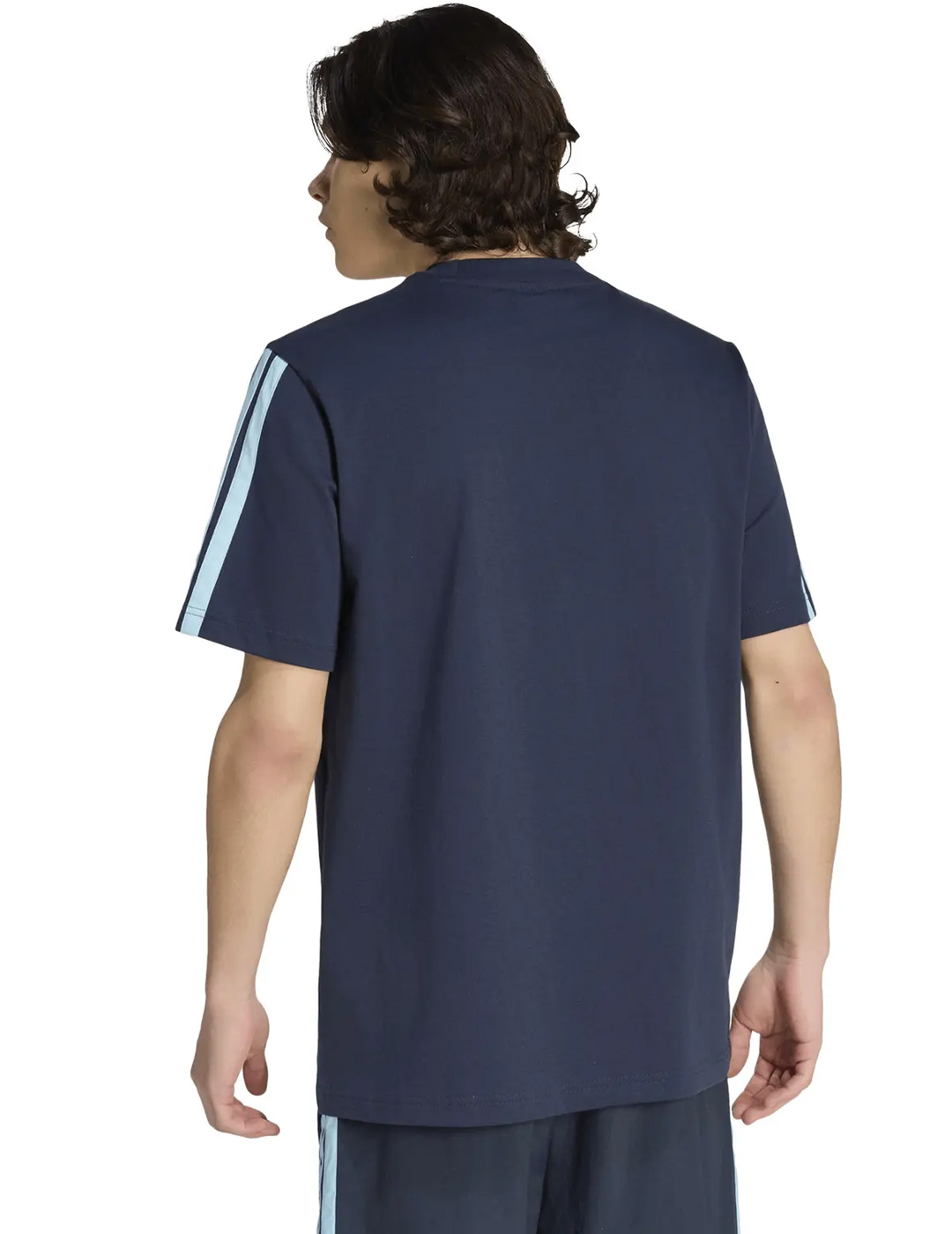 camiseta adidas hombre manga corta algodón, marino/celeste