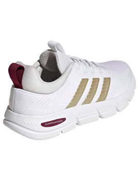 zapatilla adidas mujer cloudfoam flex-cordones elásticos, blanco/oro