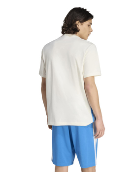 camiseta adidas hombre manga corta tres bandas, blanco/celeste