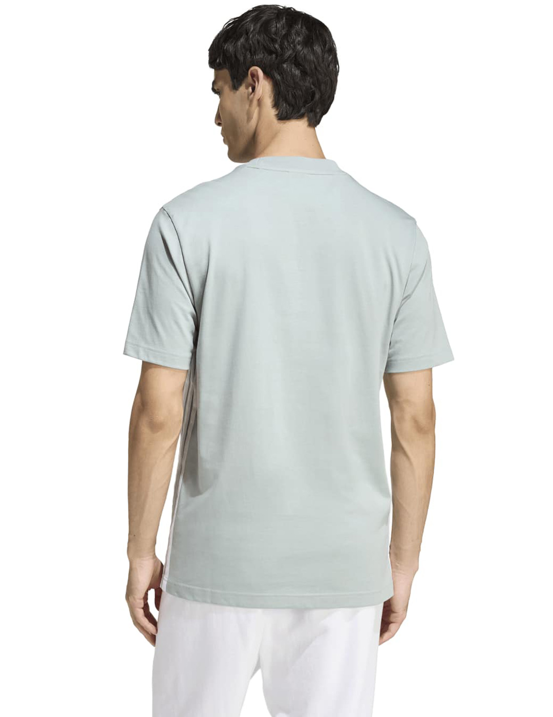 camiseta adidas hombre manga corta tres bandas, verde/blanco