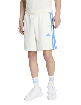 short adidas hombre tres bandas, blanco/celeste