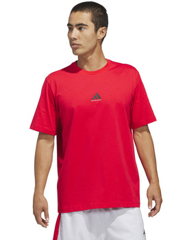 camiseta manga corta hombre adidas basketball, rojo