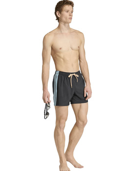 bañador hombre adidas tres bandas negro/celeste
