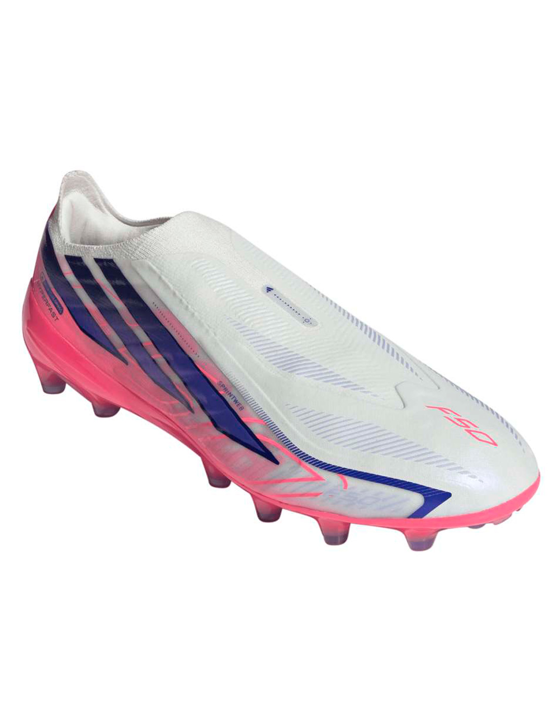bota de fútbol adidas F50 HYPERFAST PRO LL AG, blanco/rosa