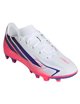 bota de fútbol adidas F50 HYPERFAST CLUB FG/MG Junior, blanco/rosa