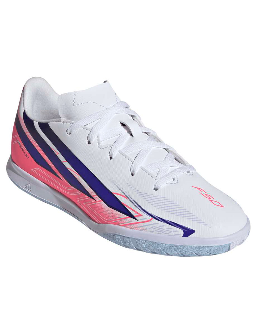bota fútbol sala adidas F50 HYPERFAST CLUB IN Junior, blanco/rosa