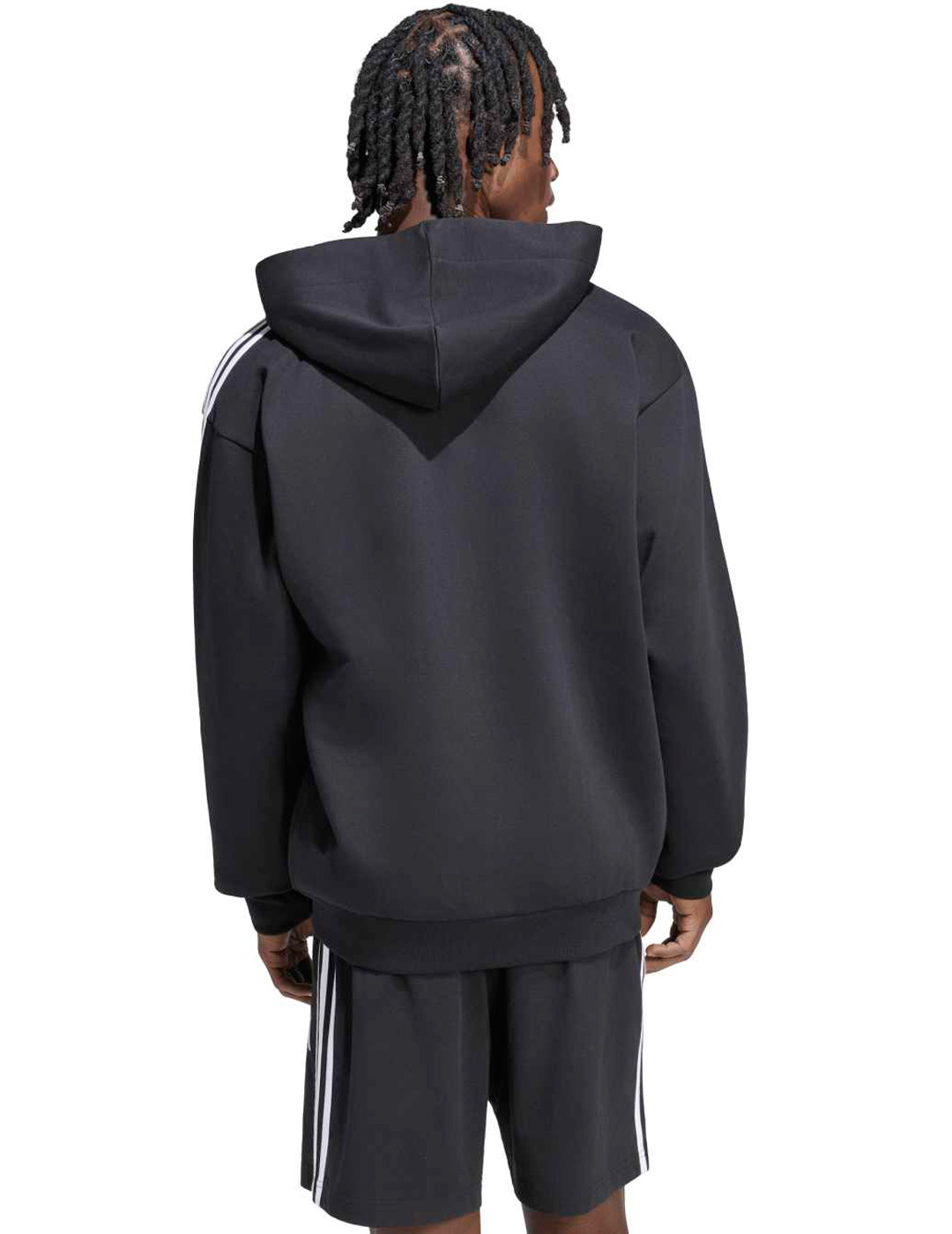 sudadera abierta  de capucha hombre adidas, negro/blanco