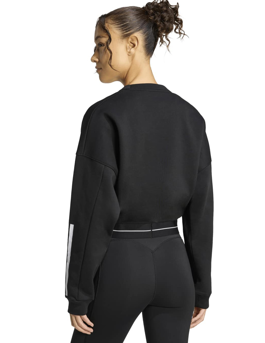sudadera adidas mujer cuello redondo, negro/blanco