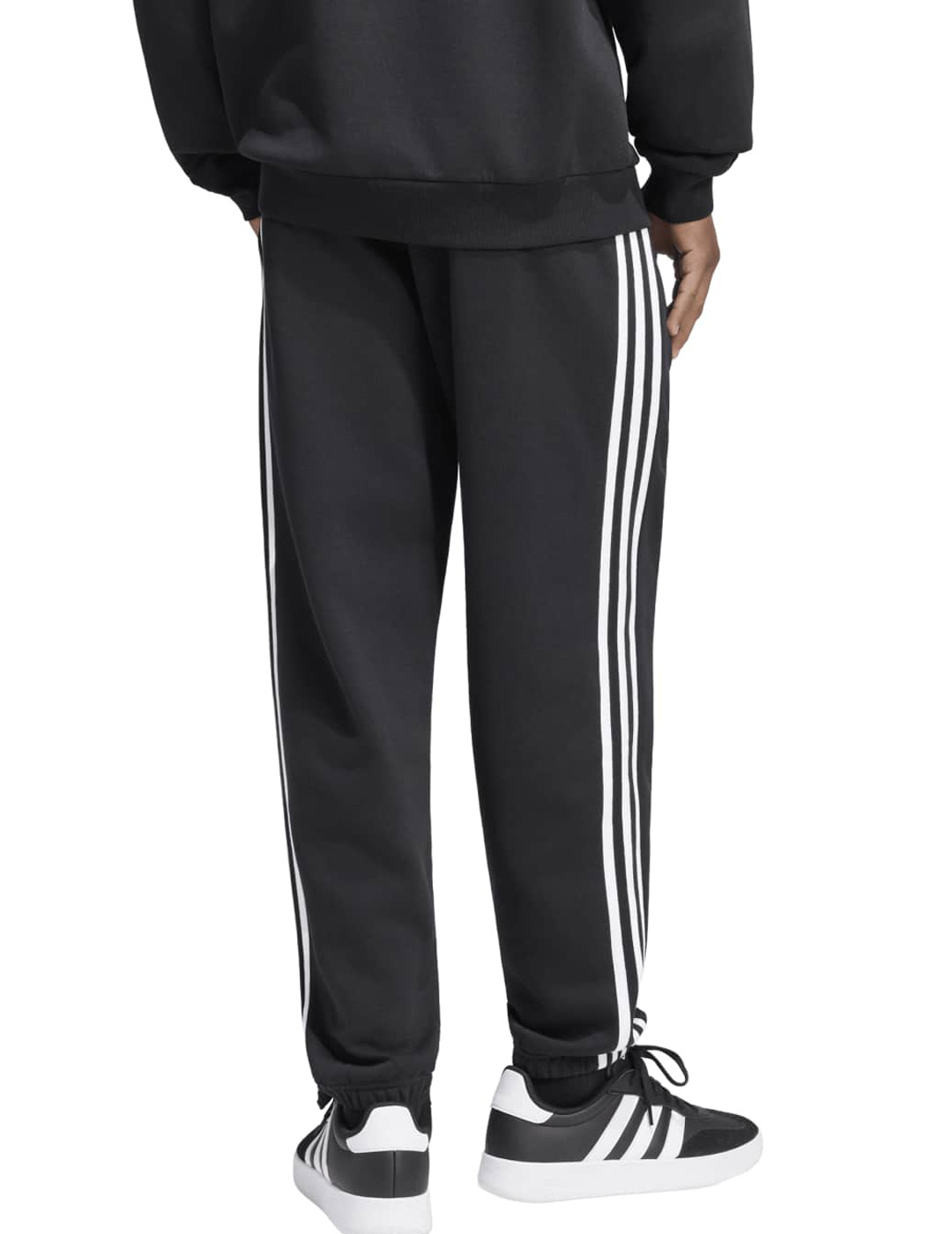 pantalón algodón  de chandal 3 bandas con puño, negro/blanco