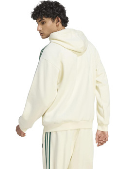sudadera abierta hombre con capucha adidas tres bandas, crema/verde