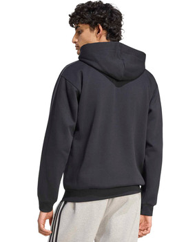 sudadera abierta hombre con capucha adidas tres bandas, negro/gris