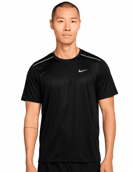 camiseta técnica manga corta hombre, nike  MILER, negro