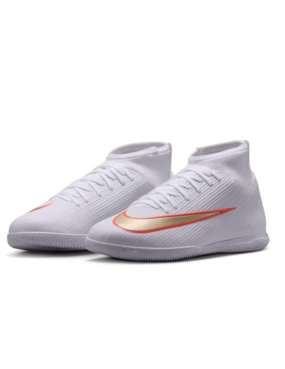 bota de fútbol sala con calcetin junior nike  SUPERFLY 11 CLUB, blanco/oro