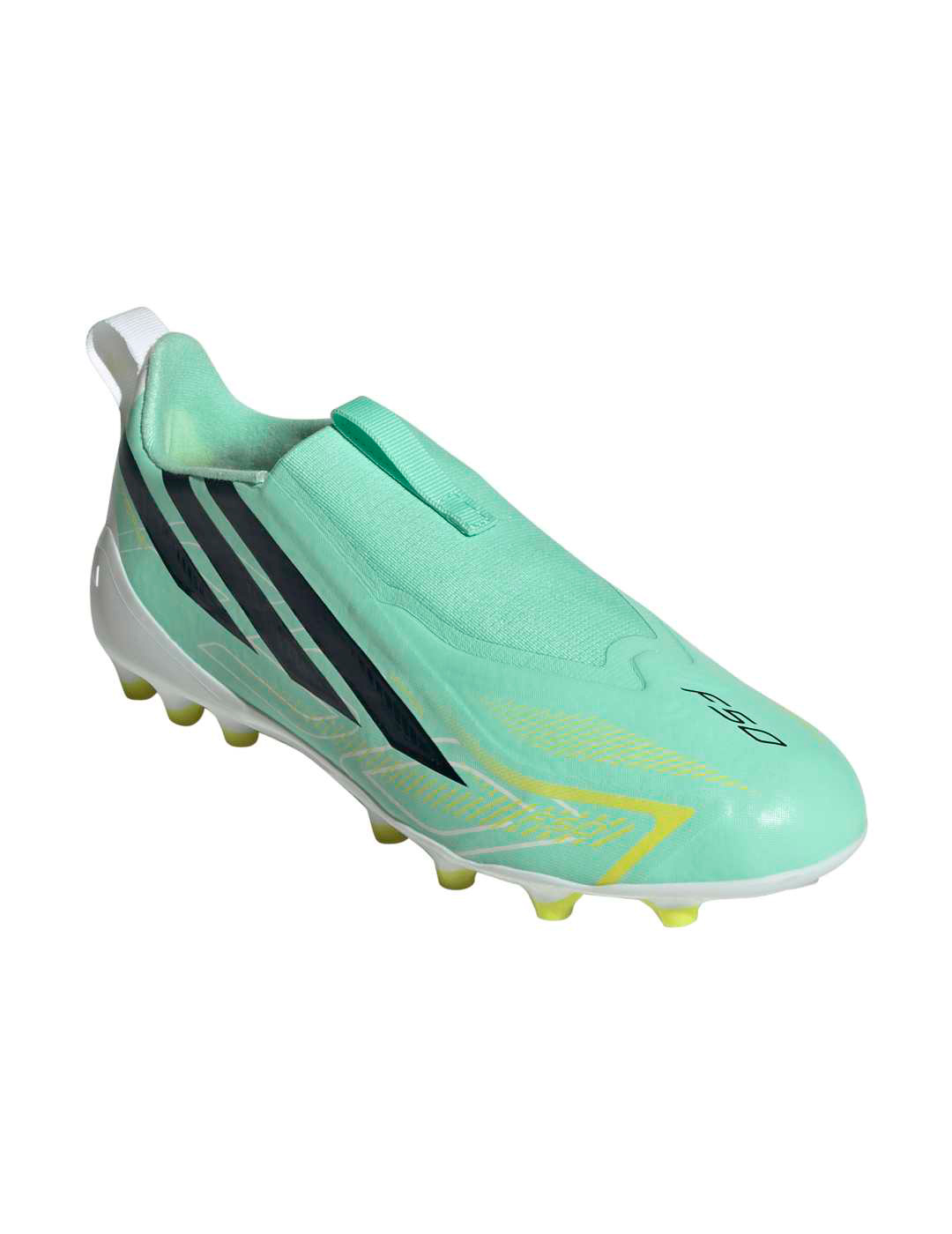 bota de fútbol adidas sin cordones junior F50 HYPERFAST LEAGUE LL AG, verde