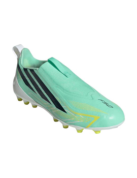 bota de fútbol adidas sin cordones junior F50 HYPERFAST LEAGUE LL AG, verde