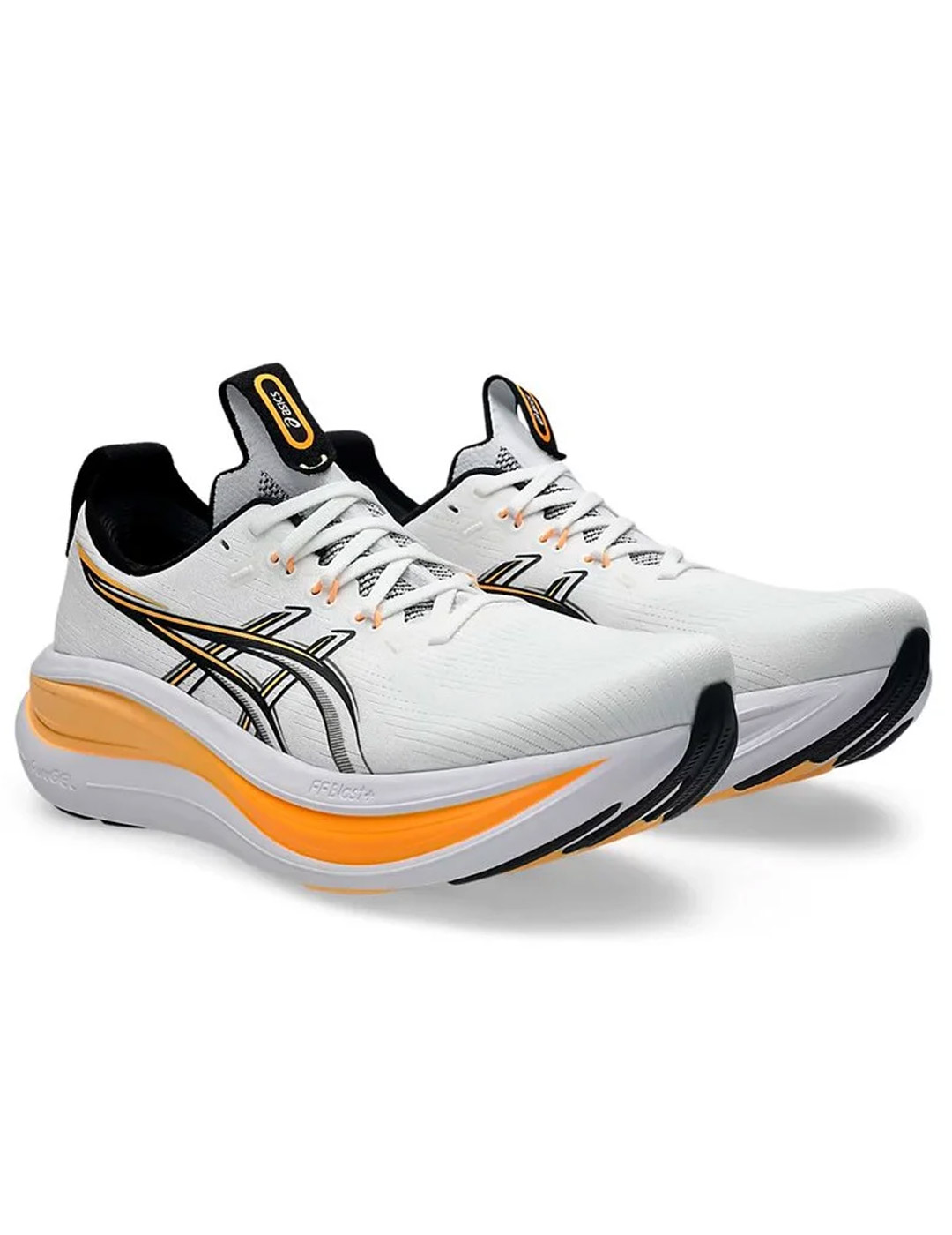 zapatilla running hombre asics GEL-NIMBUS 28, blanco/naranja