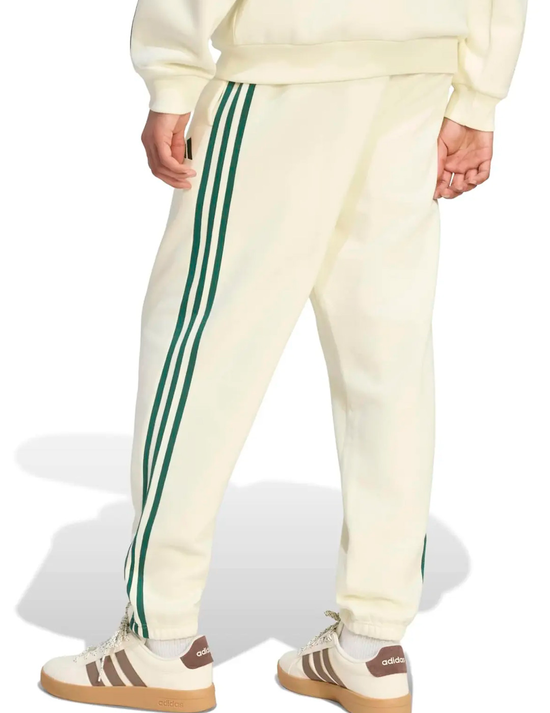 pantalón chandal hombre adidas tres bandas con pulo, beige/verde