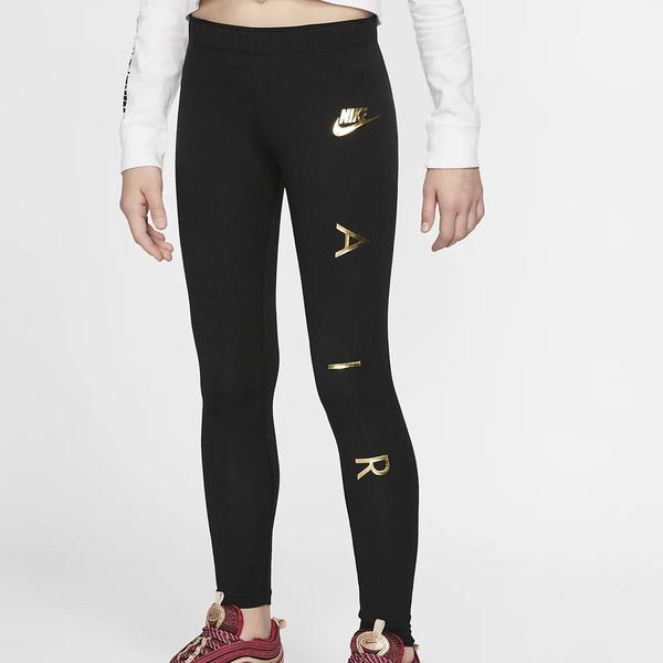 Dinkarville Diez Mariscos LEGGING NIKE NIÑA NEGRO CON LOGO DORADO