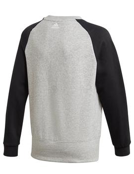 SUDADERA ADIDAS  LOGO CREW, CUELLO REDONDO GRIS