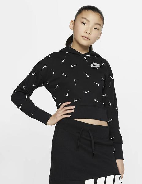 SUDADERA NIKE DE CAPUCHA NIÑA, NEGRA