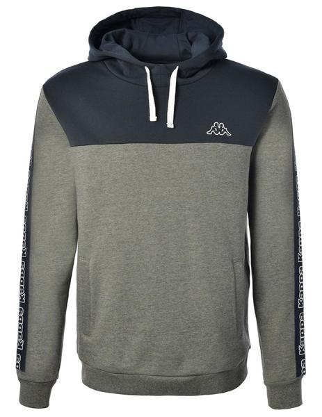 SUDADERA KAPPA CON CAPUCHA PARA HOMBRE, GRIS/MARINO